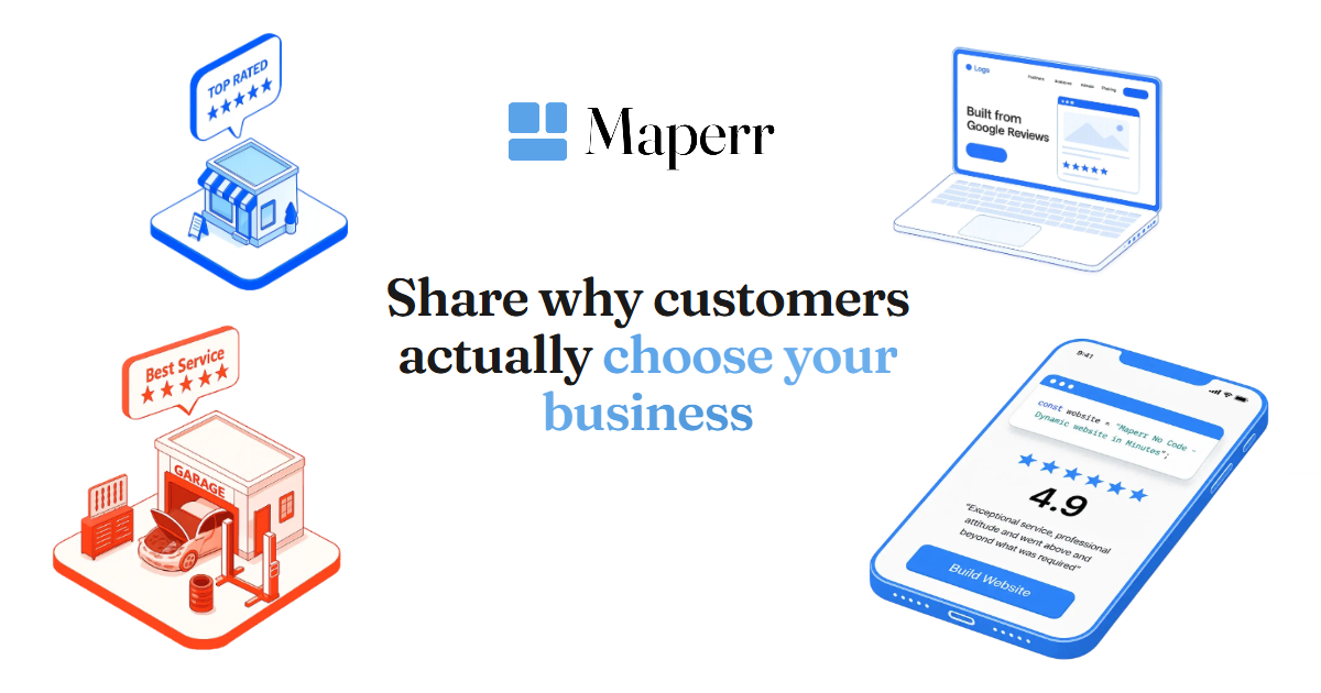 Maperr | One-page sites from Google Maps reviews
